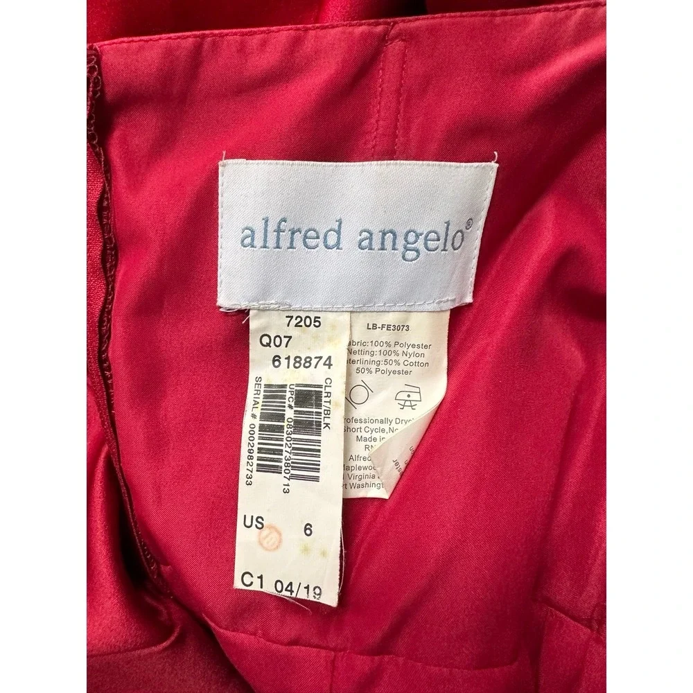 Alfred Angelo David's Bridal Red Strapless Tie Back Belt Princess Gown Dress